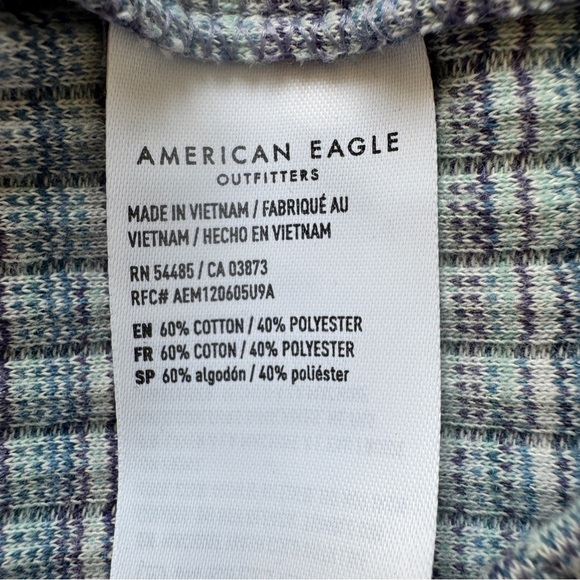 American Eagle AEO Dress Stretch Jersey Knit Ribbed Blue Heathered Comfy Sz L - Picture 5 of 13